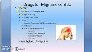 Pharmacology 177 a Migraine types throbbing headache treatment severe prophylaxis prevention [upl. by Burhans668]