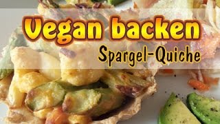 Rezept Vegane SpargelBlumenkohlQuiche selber machen  Grüner Spargel  Vegan kochen [upl. by Ynnaj]