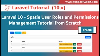 Complete Spatie user Roles amp Permission management tutorial from scratch step by step in Laravel 10 [upl. by Ahsirat669]