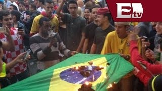 Se registran incidentes en ciudades de Brasil tras derrota ante Alemania  Andrea Newman [upl. by Aikkan720]