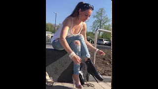 Lara in Ballet Boots first Time training 8 inch 21cm High Heels in public [upl. by Kleper]