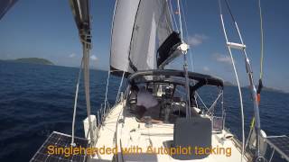 Sailing and Tacking with two sails genoa and jib staysail [upl. by Mallorie]