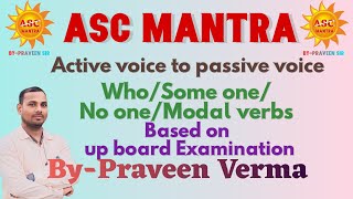 Active Passive Voice  Whosome onesomebodyno onenobodyModal verb active voice ascmantra [upl. by Nrehtac410]