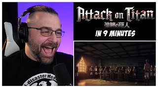 ATTACK ON TITAN IN 9 MINUTES by Gigguk REACTION [upl. by Ynettirb]