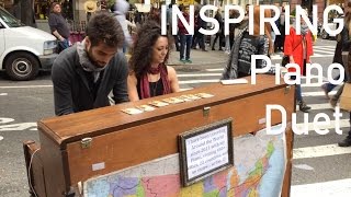 INSPIRING Musical couple play a street piano in NYC [upl. by Lavery637]