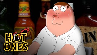 Peter Griffin Bares It All While Eating Spicy Wings  Hot Ones [upl. by Deirdra]