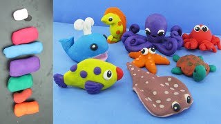 How To Make Clay Sea Animals  Learning The Names Of Sea Animals  Clay Modeling Projects 2 [upl. by Idnic]