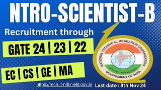 NTRO Recruitment through GATE 24  23  22 for ECCSMAGE Stream [upl. by Barcot867]