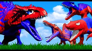 🔴All Jurassic Red TREX vs Green DINOSAUR Dilophosaurus Karnotaurus Triceratops  Fallen Kingdom [upl. by Beckerman]