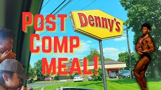 9 Man Mukbang All You Can Eat Dennys Pancakes Post Bodybuilding Show [upl. by Anoerb718]