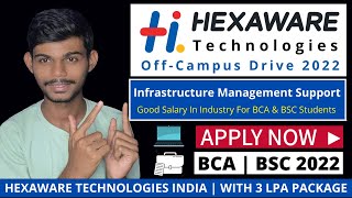 Hexaware Is Hiring With Amazing Package  Bca amp Bsc Students [upl. by Adilem]