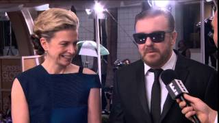 Jane Fallon amp Ricky Gervais  Golden Globe Awards 2015 [upl. by Buyer]