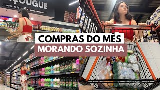 COMPRAS DO MÊS NO MERCADO MORANDO SOZINHA alimentação simples e saudável [upl. by Aina]