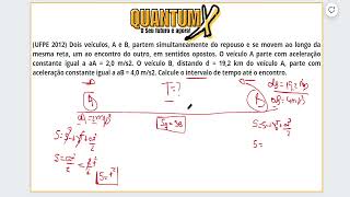 UFPE 2012Dois veículos partem simultaneamente do repouso e Questões de Física  Quantum X [upl. by Adnael441]