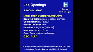 Salesforce Development job opening with 4 LPAJoin amp get placements Besant Technologies shorts [upl. by Eno]