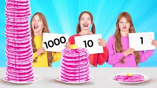 1000 LAYERS FOOD CHALLENGE  Giant VS Tiny Food For 24 Hours by 123 Go FOOD [upl. by Oicneconi]