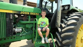 Kids Playing on The Farm with Real Tractors and Kids Trucks Compilation  Tractors for kids [upl. by Vern]