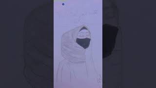 How to draw a hijabi girl with mask art million drawingtutorial islamicdrawing [upl. by Adlihtam652]