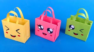 Origami Paper Bag  How To Make Paper Bags with Handles  Origami Gift Bags  school hacks [upl. by Earased]