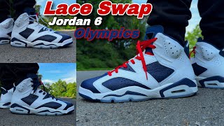 Jordan 6 Olympics  Best Lace Swaps Colors  On Feet [upl. by Reinal105]