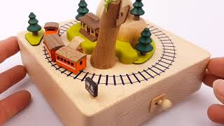 Railroad Train Moving Wooden Musical Box [upl. by Verena]