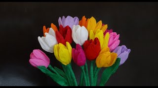 How to make beautiful paper tulip flowers  DIY Mothers day craft [upl. by Bannister]