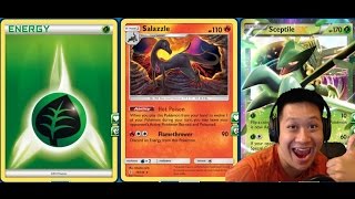 Poison Burn SALAZZLE SCEPTILE Deck 1 Hit KO with Just 2 Energies [upl. by Arick]