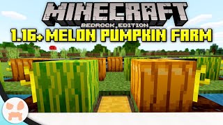 EASY PUMPKIN  MELON FARM TUTORIAL  Minecraft Bedrock 116 [upl. by Clute]