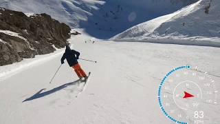 The Sarenne Alpe d’Huez 2019 in 4k skiing over 100 KPH longest black run in Europe [upl. by Sajet]