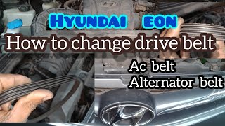 how to change alternator belt  how to change ac belt hyundai eon [upl. by Lehmann669]