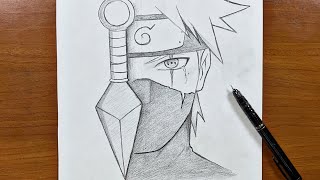 Naruto art  How to draw kakashi stepbystep [upl. by Aekin]