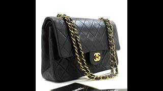 CHANEL Classic Double Flap 10quot Chain Shoulder Bag Black Lambskin p18 [upl. by Laurent]