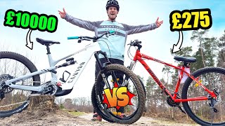 £10000 MOUNTAIN BIKE VS £275 BUDGET MTB [upl. by Mathre625]