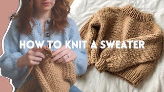 How To Knit a Chunky Sweater  Beginner Friendly Step by Step DIY Tutorial [upl. by Ybrik]