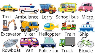 20 Vehicle Names In English  Transport Names in English With Pictures  Vehicle Vocabulary [upl. by Iral]