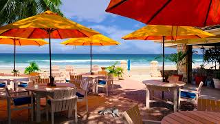 Seaside Cafe Ambience  Bossa Nova Music Smooth Jazz BGM Ocean Wave Sound for Study amp relax [upl. by Maro]