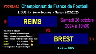 REIMS  BREST  9ème journée de Ligue 1  Stats infos pronos  Football saison 20242025 [upl. by Silverts]