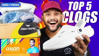 TOP 5 BEST CROCSCLOGSSLIDERS FOR MEN 🔥 Amazon Red Tape Campus Clogs Haul Review 2024  ONE CHANCE [upl. by Martino335]