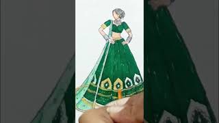 Green Lehenga shorts art satisfying video [upl. by Brittain]