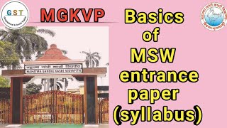 mgkvp MSW entrance paper syllabus Basics of msw entrance paper syllabus [upl. by Hpesojnhoj989]