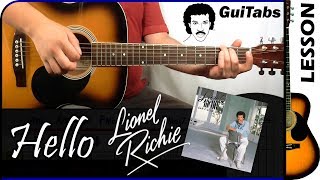 How to play HELLO 💘  Lionel Richie  GUITAR Lesson 🎸  GuiTabs N°130 [upl. by Sikras]