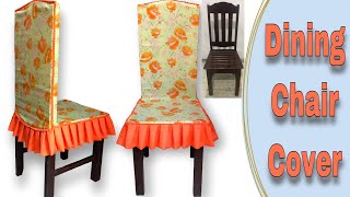 Dining Chair Cover  How To Make A Simple Slipcover  Full Tutorial For Beginners [upl. by Guinn]