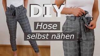 Hose mit Bindeband nähen  Wie man das Schnittmuster für eine Hose selber macht [upl. by Ermengarde859]