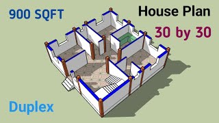 900 Sqft house plan east face  30x30 building plan  30x30 Makan ka naksha [upl. by Kcor]