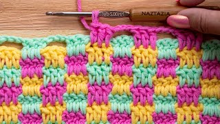 HOW to CROCHET MINI CHECK PLAID STITCH  Easy Block Stitches by Naztazia [upl. by Selemas557]