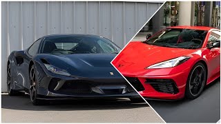 Ferrari F8 Tributo vs Chevrolet Corvette C8 duel at Racing Master [upl. by Helen]