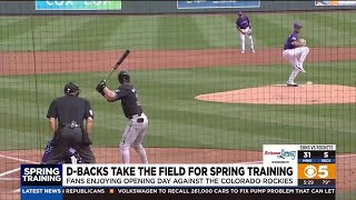 Arizona DBacks fans at spring training game hyped for new season [upl. by Nirrok]