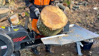 Esche spalten mit Jansen FS35 Speed Holzspalter Brennholz in Gitterboxen [upl. by Zetnas]