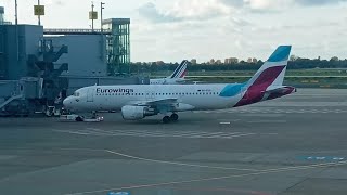 Düsseldorf departure to Vienna Airport onboard Eurowings flight [upl. by Anifled]