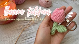 Tulipán llavero  flores tejidas  crochet principiantes  tulip keycharm [upl. by Thatcher]